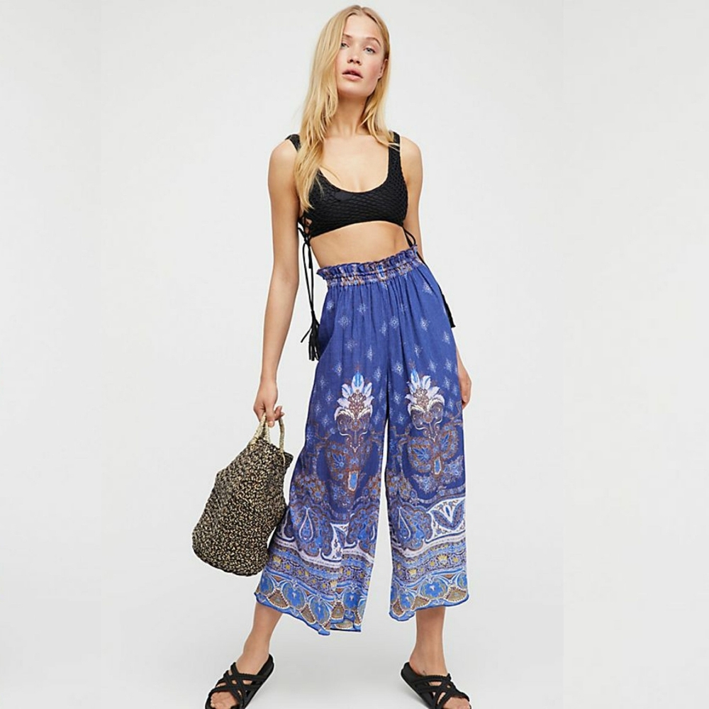 NWOT Free People | Gold Dust Printed Wide Leg Pant